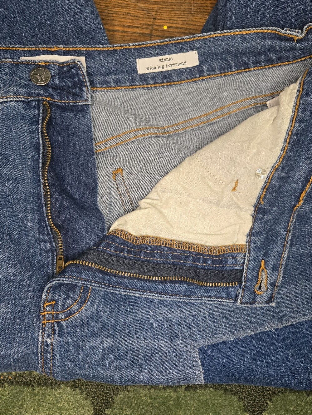 Jessica Simpson Dark Blue Zinnia Wide Leg Boyfriend Patchwork Jean Y2K Womens 12 - Picture 7 of 10